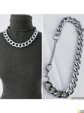 Worthington Fashion Jewelry Silver Tone Heavy Choker Chain Necklace
